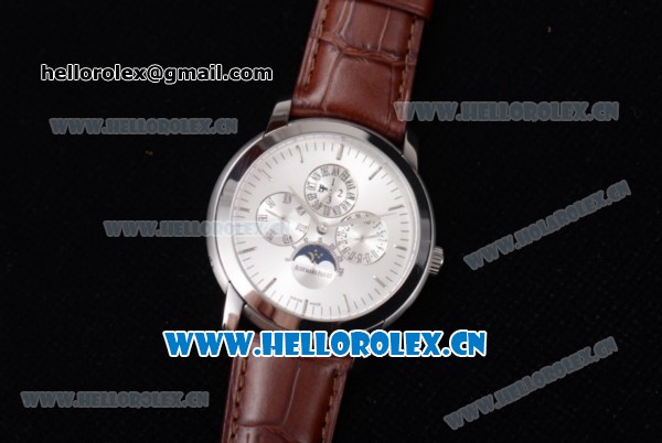 Audemars Piguet Jules Audemars Grand Complication Asia ST16 Automatic Steel Case Stick Markers Brown Leather Strap and Silver Dial (EF) - Click Image to Close